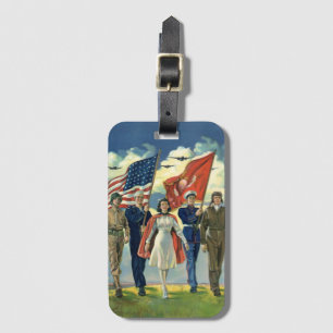 Étiquette À Bagage Patriote Vintage, Personnel Militaire Héros Fiers