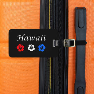 Étiquette À Bagage Patriotique Hawaii Aloha Rouge Blanc Bleu Fleurs