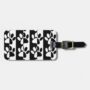 Étiquette À Bagage Patrouilles Et Rayures De Chien Noir Et Blanc
