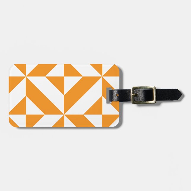 Étiquette À Bagage Patters de Burnt Orange Geometric Deco Cube (Devant horizontal)