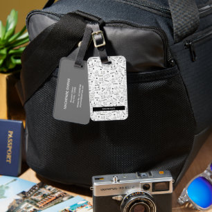 Étiquette À Bagage Paws et Whiskers noirs et blancs personnalisés