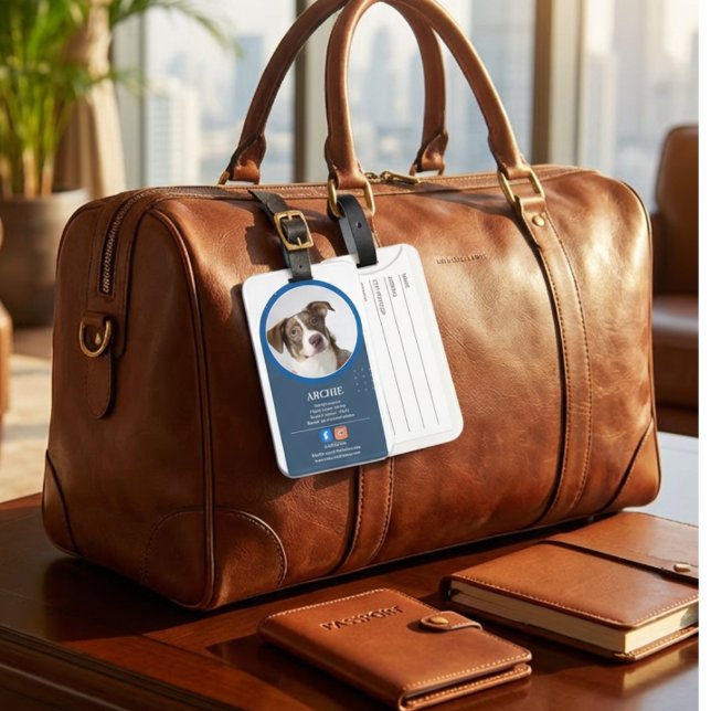 Étiquette À Bagage Pawsomely Professional : Photo de chien sur les mé (Pawsomely Professional: Dog Photo Social Media Luggage Tag)