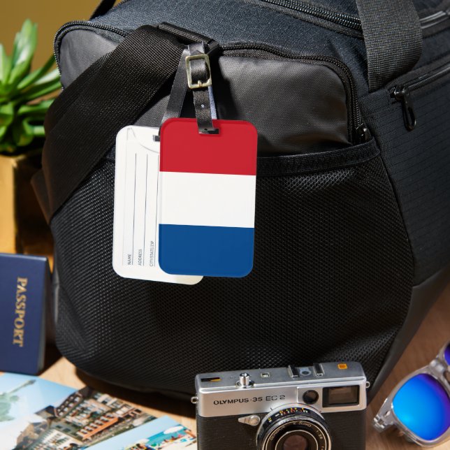 Étiquette À Bagage Pays-Bas Drapeau Souvenir moderne (Recto & Verso)