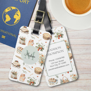 Étiquette À Bagage Pays de la fraise florale fantaisiste monogrammée