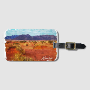 Étiquette À Bagage Paysage de Namibie Panorama Peinture à l'aquarelle
