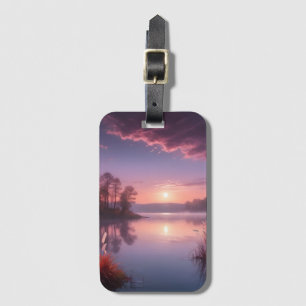 Étiquette À Bagage Paysage du lac Purple au coucher du soleil Trois