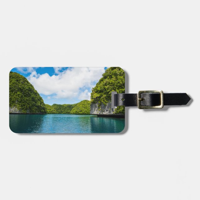 Étiquette À Bagage Paysage tropical des îles rocheuses (Devant horizontal)