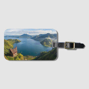 Étiquette À Bagage Paysage volcanique du lac Toba à Sumatra, Indonési