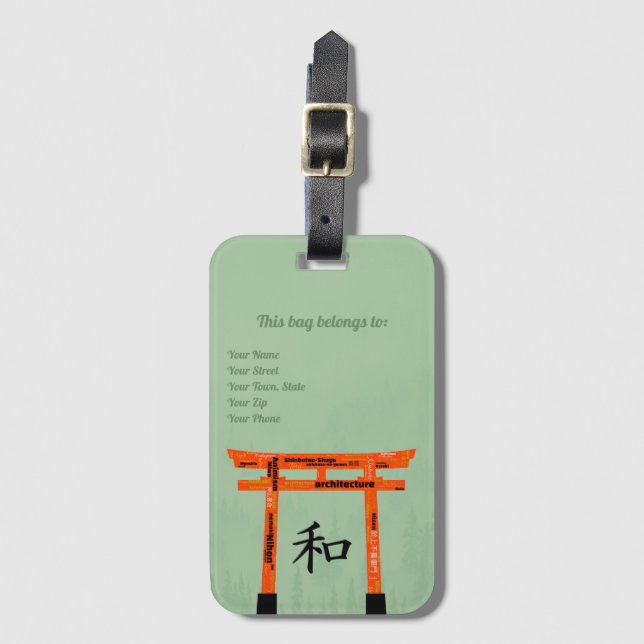 Étiquette À Bagage Peace Torii (sur vermillion) (Devant Vertical)