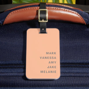 Étiquette À Bagage Peach Family Names Monogramme Texte gris minimalis