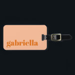 Étiquette À Bagage Peach Orange Bold Typography Nom personnalisé<br><div class="desc">Audacieuse Typographie moderne Nom personnalisé Bagage Tag in Peach</div>