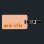 Étiquette À Bagage Peach Orange Bold Typography Nom personnalisé<br><div class="desc">Audacieuse Typographie moderne Nom personnalisé Bagage Tag in Peach</div>