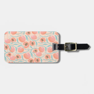 Étiquette À Bagage Peachs Blooms Boho Motif Peach
