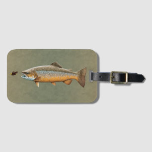 Étiquette À Bagage Pêche à la mouche truite Brown