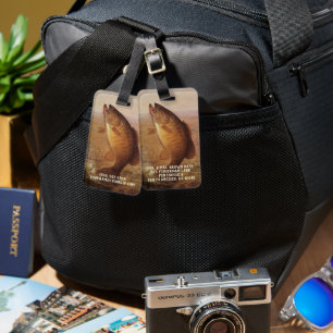 Étiquette À Bagage Pêche à l'ancienne, Achigan à petite bouche bondis