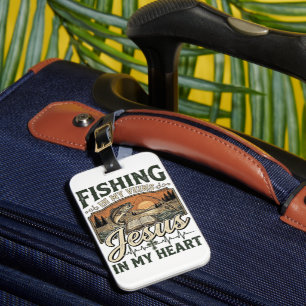 Étiquette À Bagage Pêche dans mes veines Jésus dans mon cœur Vintage