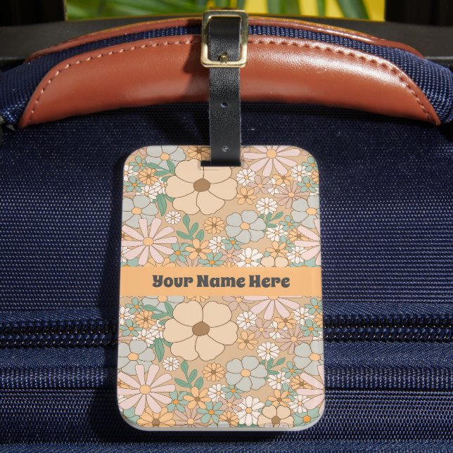 Étiquette À Bagage Pêcher Orange rose gris floral (Insitu Rectoal 2)
