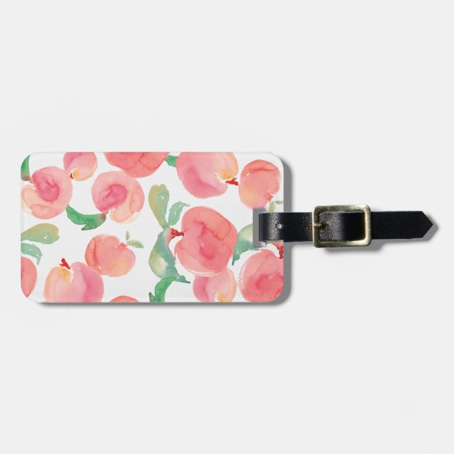 Étiquette À Bagage Pêches d'aquarelle (Devant horizontal)