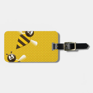 Étiquette À Bagage Peigne de miel Abeille d'or jaune Motif Art