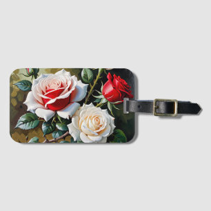 Étiquette À Bagage Peinture à l'huile de roses roses blanches rouges 