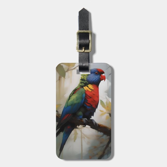 Étiquette À Bagage Peinture à l'huile Rainbow Lorikeet (Devant Vertical)