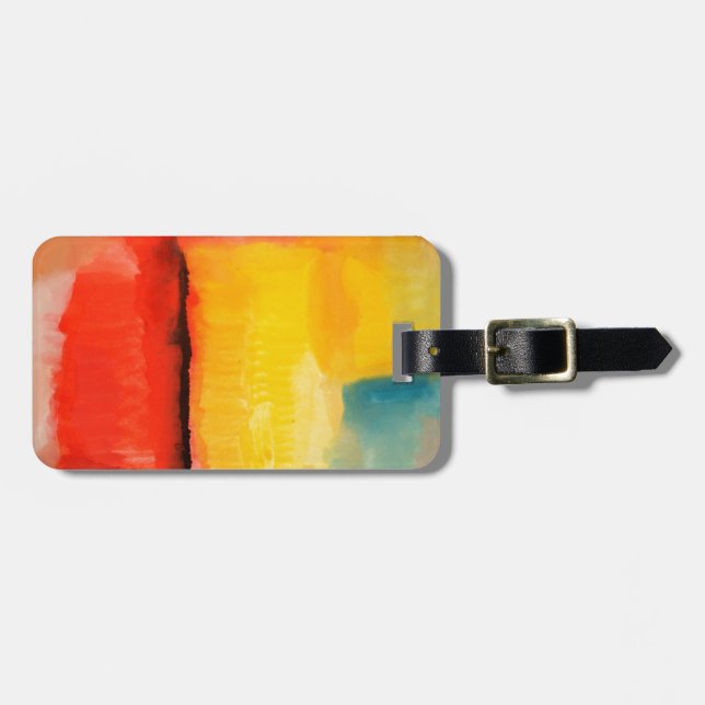 Étiquette À Bagage Peinture Abstraite rouge moderne (Devant horizontal)