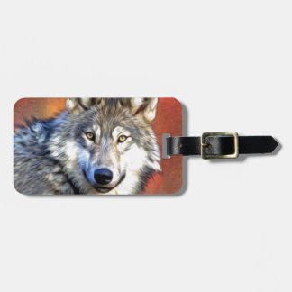 Étiquette À Bagage Peinture d'art de loup gris