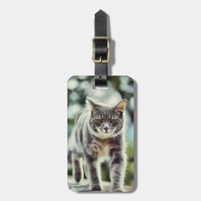 Étiquette À Bagage Peinture de chat (Devant Vertical)