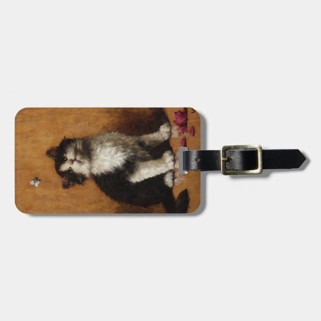 Étiquette À Bagage Peinture de chats mignonne (Devant horizontal)