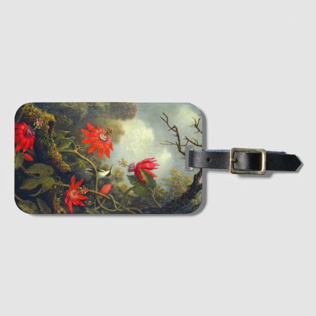 Étiquette À Bagage Peinture de colibri et de passiflores (Devant Horizontal)