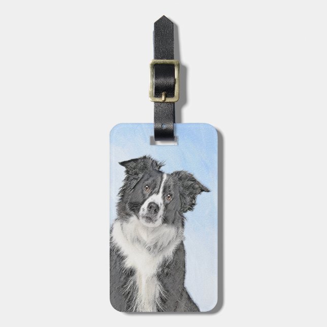 Étiquette À Bagage Peinture de collie frontalière - Belle art origina (Devant Vertical)