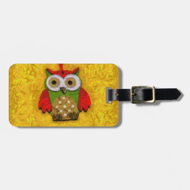 Étiquette À Bagage Peinture de hibou (Devant horizontal)