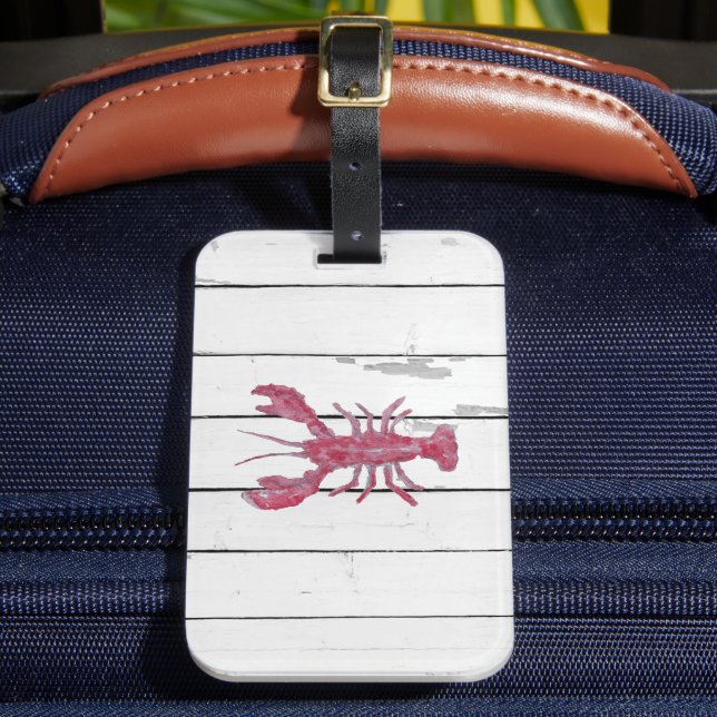 Étiquette À Bagage Peinture de homard nautique rustique côtier (Insitu Rectoal 2)