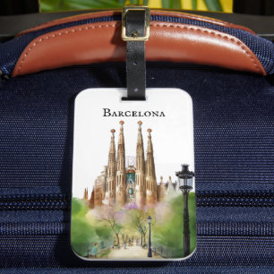 Étiquette À Bagage Peinture de la Sagrada Família de Barcelone