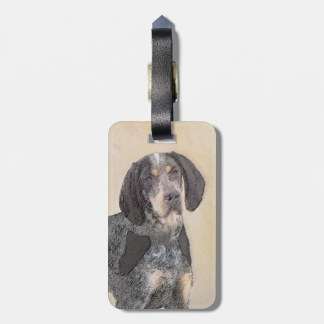 Étiquette À Bagage Peinture de linge bluetick - mignon chien original (Dos Vertical)