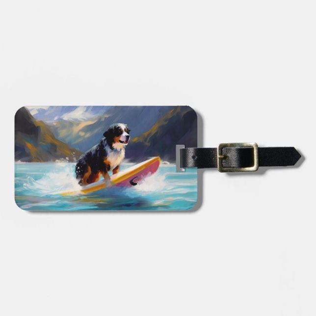 Étiquette À Bagage Peinture de Surf sur la Plage de Montagne Bernoise (Devant horizontal)
