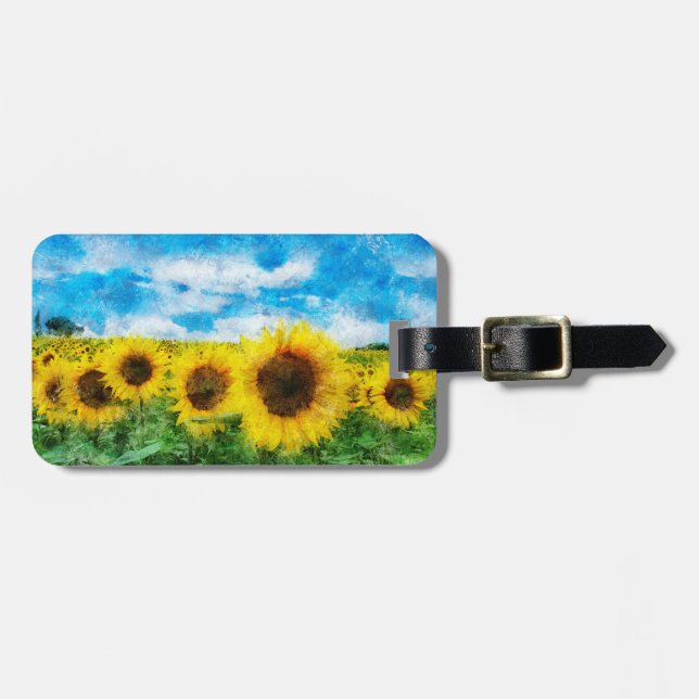 Étiquette À Bagage Peinture de tournesols (Devant horizontal)