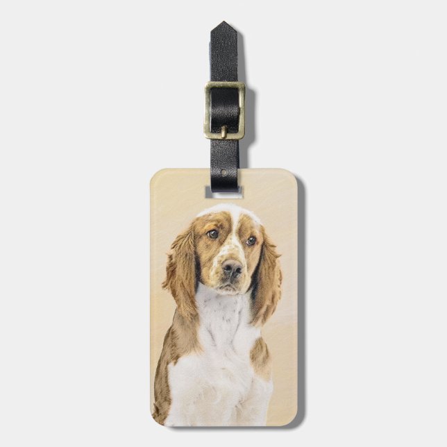 Étiquette À Bagage Peinture de Welsh Springer Spaniel - Art canin ori (Devant Vertical)