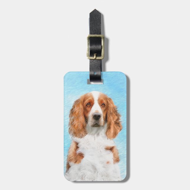Étiquette À Bagage Peinture d'espagnol Welsh Springer - Art original  (Devant Vertical)