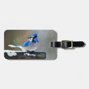 Étiquette À Bagage Peinture Jay Bleu - Art Oiseau Original