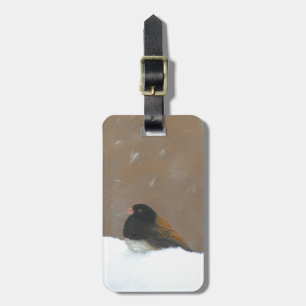 Étiquette À Bagage Peinture Junco foncée - Art original pour oiseaux