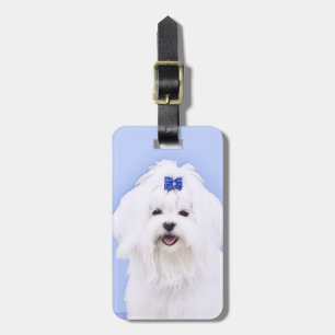 Étiquette À Bagage Peinture maltaise - Joli art original pour chien