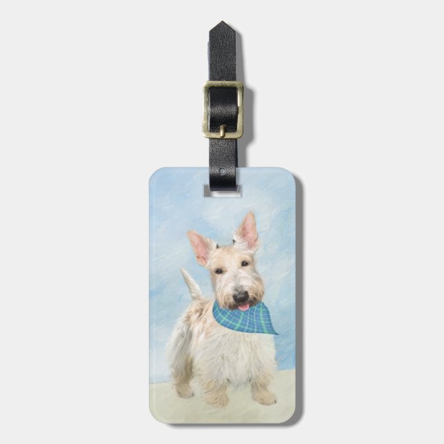 Étiquette À Bagage Peinture originale de chien Wheaten Terrier Écossa (Devant Vertical)