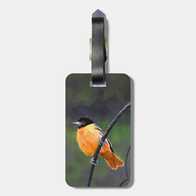 Étiquette À Bagage Peinture Oriole - Art Oiseau Original (Dos Vertical)