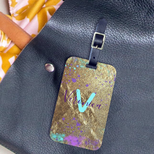 Étiquette À Bagage Peinture Parties scintillant métal or artistique (Créateur téléchargé)