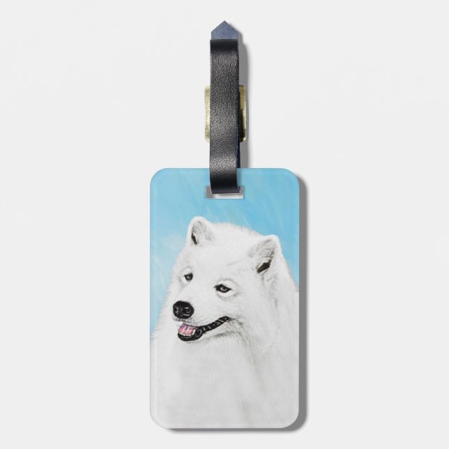 Étiquette À Bagage Peinture Samoyed - Cute Original Chien Art (Dos Vertical)