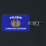 Étiquette À Bagage Pèlerin de Saint-Jacques de Compostelle<br><div class="desc">Symbole de coquille de pétoncle jaune pour votre pèlerinage à Saint Jacques de Compostelle sur le chemin de Saint Jacques</div>