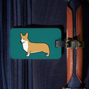Étiquette À Bagage Pembroke Welsh Corgi sur Teal (Couleur Personnalis