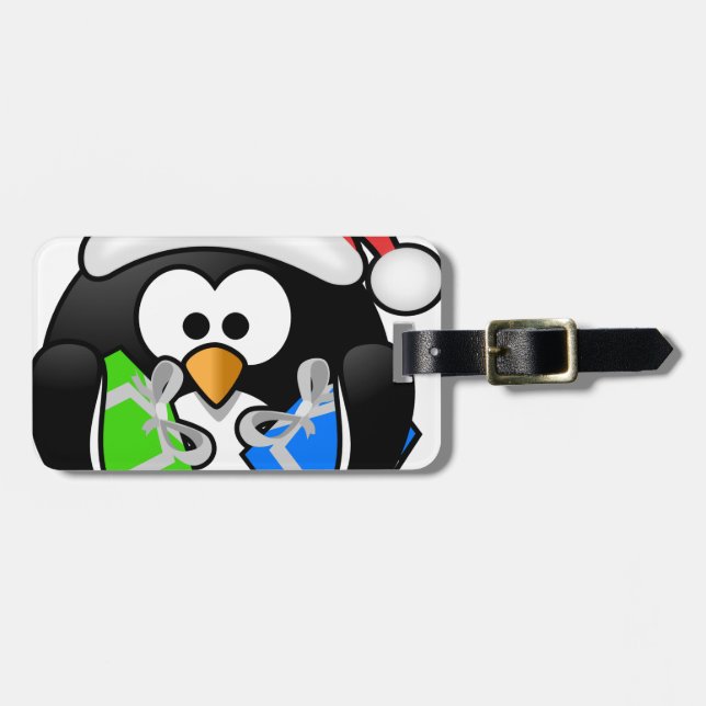 Étiquette À Bagage Penguin avec cadeaux (Devant horizontal)