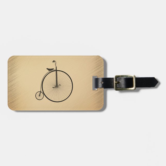 Étiquette À Bagage Péniche-Farthing Antique Bicyclette Rustique à Gra (Devant horizontal)